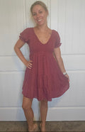 Mauve Eyelet Smocked Babydoll Dress