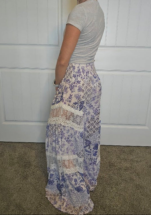 Purple Floral Wide-Leg Palazzo Pants