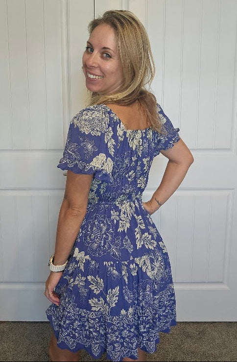 Blue Floral Print Dress