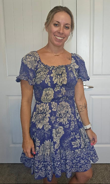 Blue Floral Print Dress