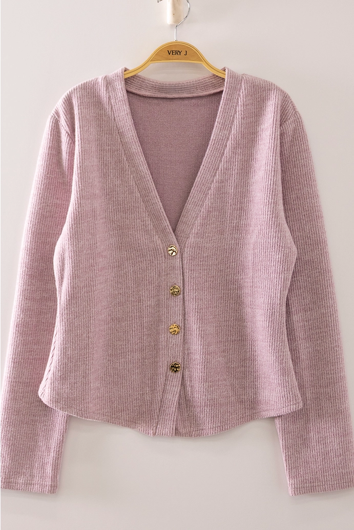 Soft Ribbed V-Neck Cardigan