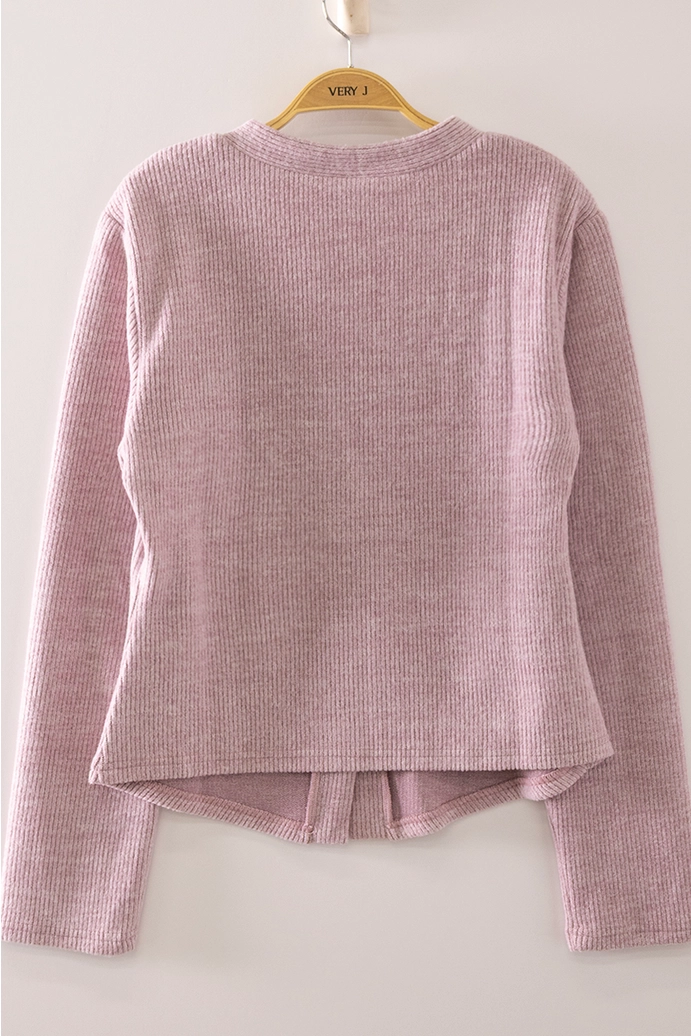 Soft Ribbed V-Neck Cardigan