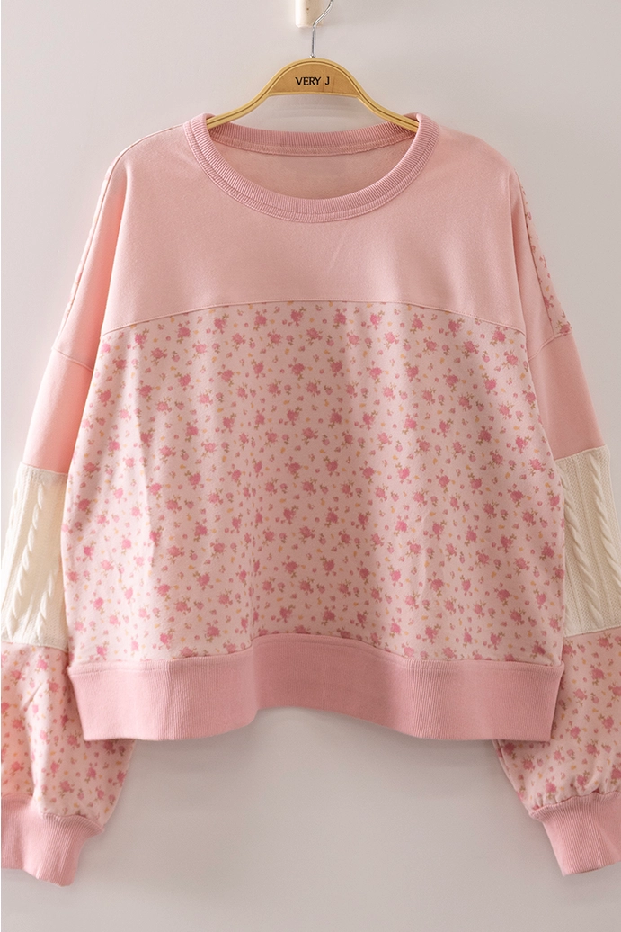 Floral Patchwork Contrast Sweatshirt