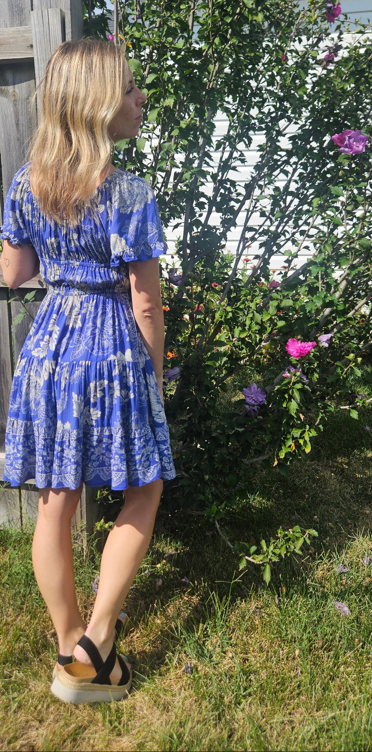 Blue Floral Print Dress
