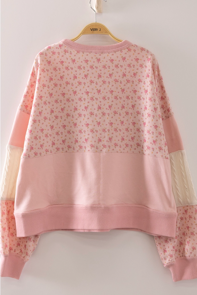 Floral Patchwork Contrast Sweatshirt
